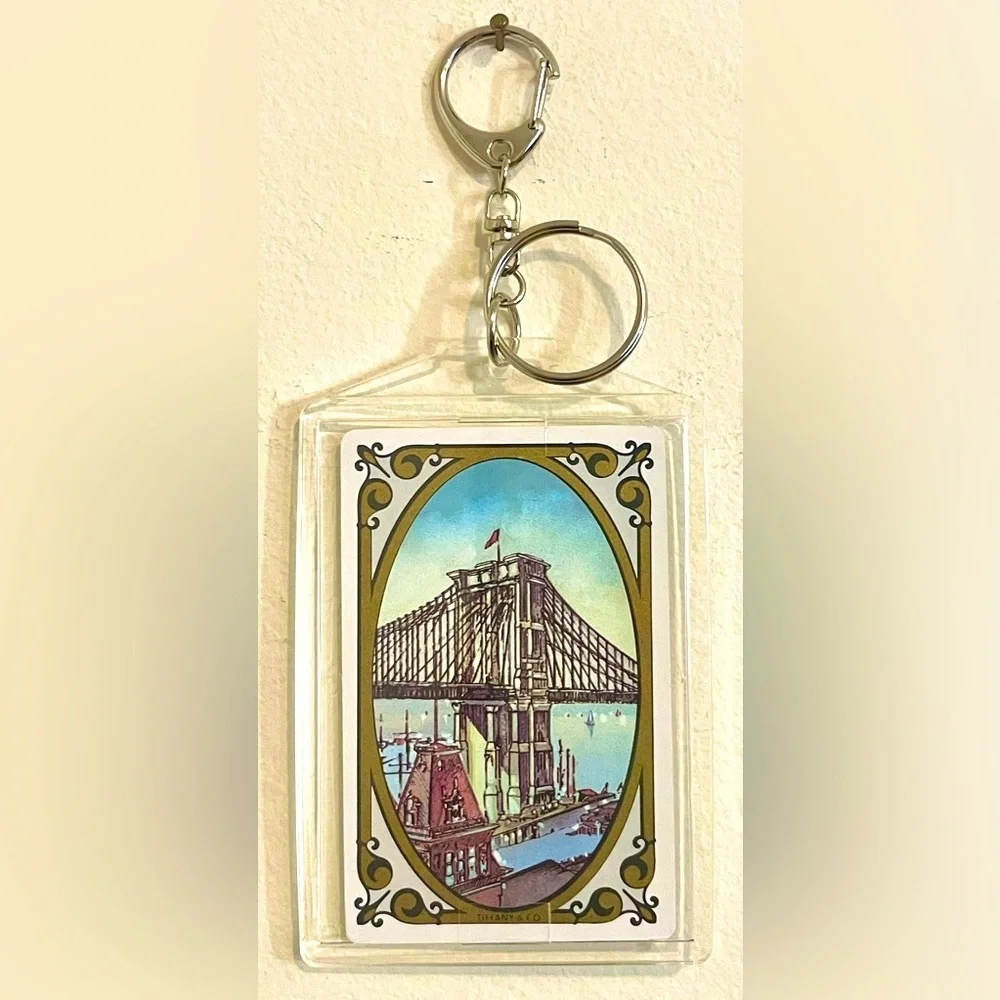 Tiffany & Co Vintage Brooklyn Bridge Joker Playing Card Bag Charm Keychain w COA